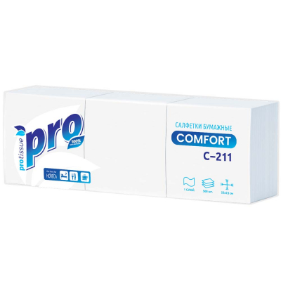 Салфетки бумажные 1сл 500листов PROtissue Comfort/Комфорт белые (10шт)