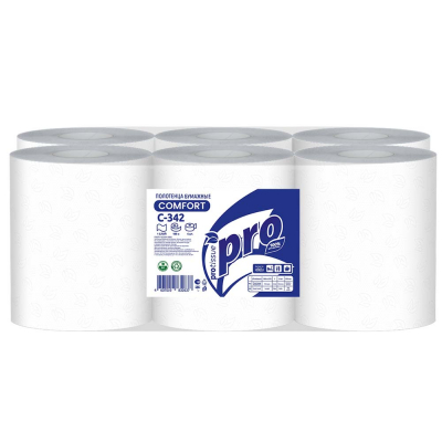 Полотенца бумажные 1сл 180м PROtissue Comfort/Комфорт белые (6шт)